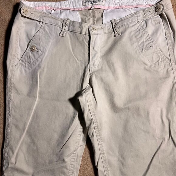 Abercrombie & Fitch Women 8 Khaki Button Pockets Straight Leg Pants (L) - Picture 3 of 8